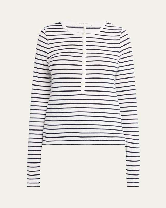 The Knit Stripe Henley Top